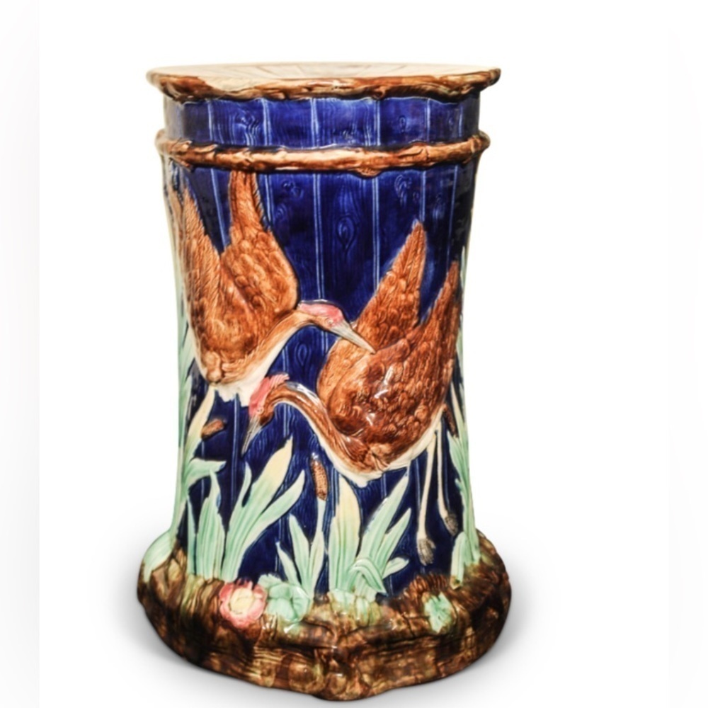 Antique Majolica Ceramic Garden Stool from Thomas Forester & Sons